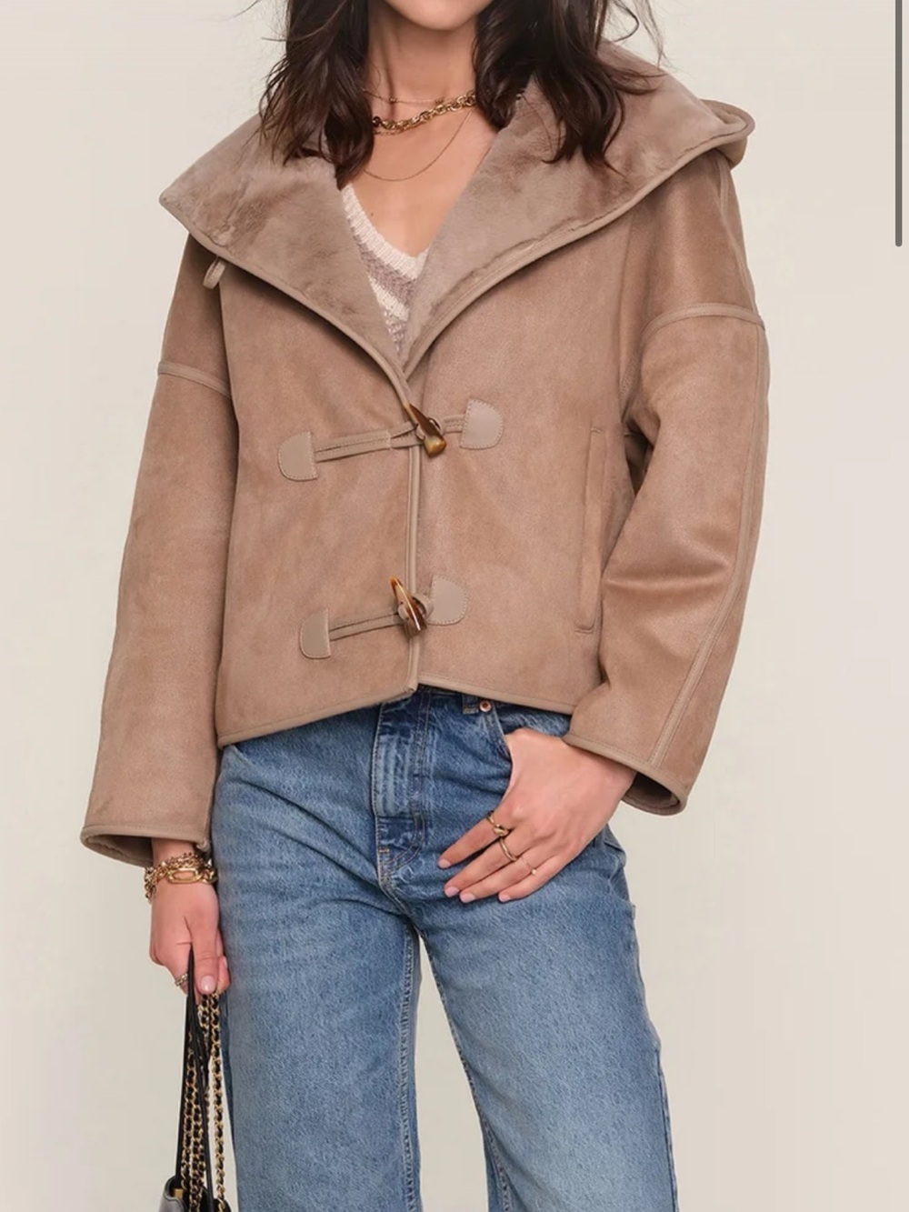 Heartloom Taupe Toggle Teddy Jacket